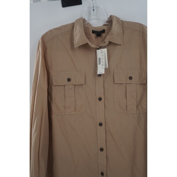 J. Crew Women's Khaki 100% Cotton Safari Classic Core Timeless Shirt Size 14 NWT - Picture 4 of 10